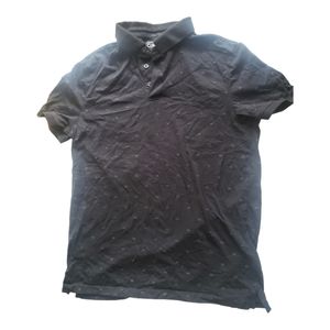 Calvin Klein Logo Print Short Leeve Polo Black Shirt Mens Small